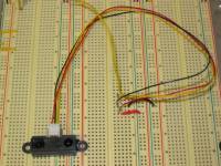 Infrared sensor on a breadboard with conditioning circuit